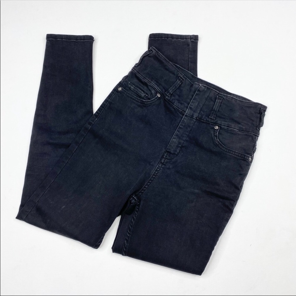 Free People Black Washed High Rise Jeans Denim 26